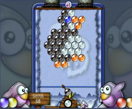 Frozen Bubble board state with strategic bank-shot angles