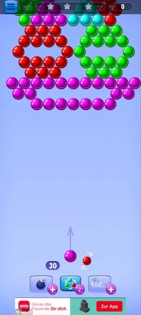 Bubble Shooter mobile portrait screenshot showing active puzzle board