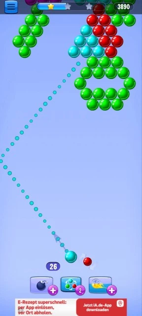 Bubble Shooter mobile portrait screenshot with colorful bubble clusters